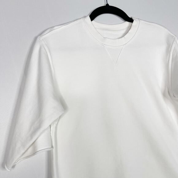 Lululemon Womens 4 White Half Sleeve Pullover Sweatshirt Crew Neck French Terry - Picture 6 of 9